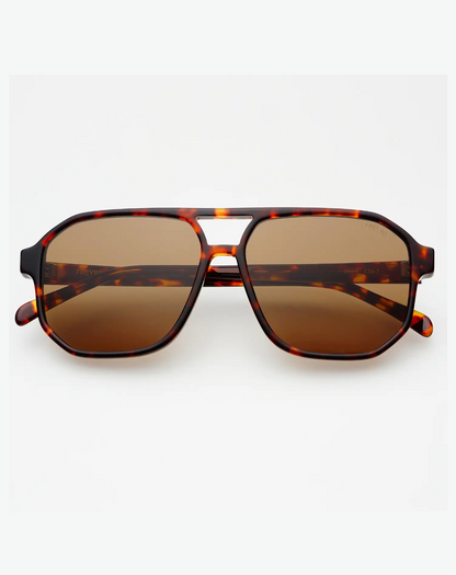 Billie Aviator Sunglasses - Dark Tortoise/Solid Brown