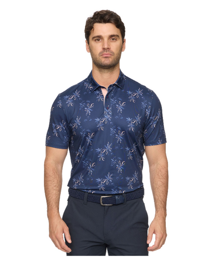 Kingman SS Floral Print Performance Polo
