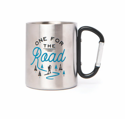 Carabiner Mug - One For The Road in silver stainless steel with black carabiner handle by GENTLEMEN'S HARDWARE