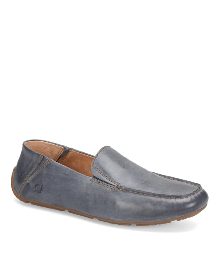 Marcel - Navy lightweight men's driving moc in soft leather with Quad Gore Flex by BORN