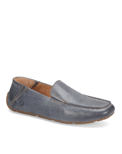 Marcel - Navy lightweight men's driving moc in soft leather with Quad Gore Flex by BORN