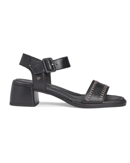 Black heeled sandal with ankle strap and stitched vamp, Oliva W2G