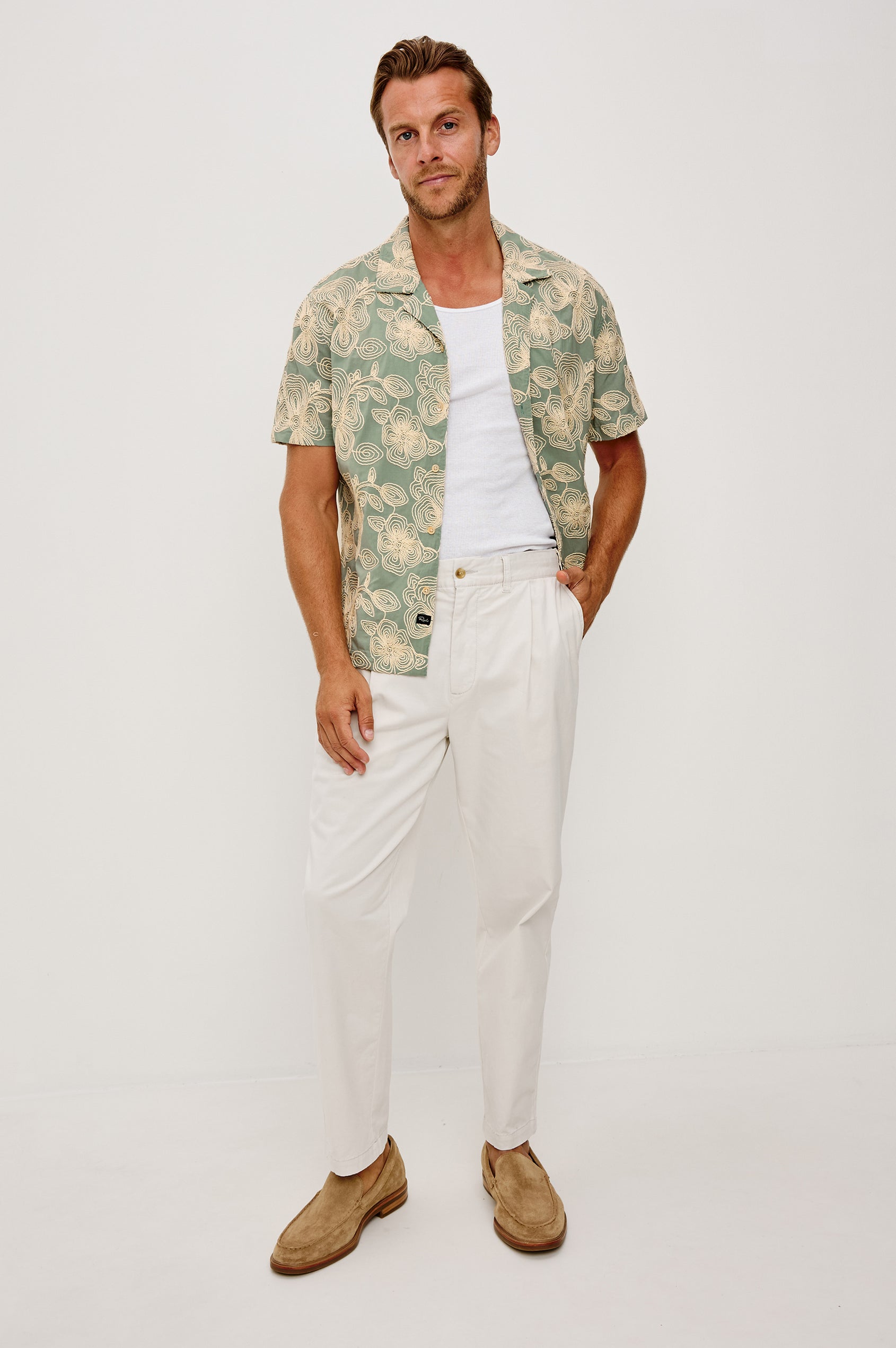 Tyler - Floral Rope Jade stretch cotton short sleeve shirt by RAILS, men's casual style