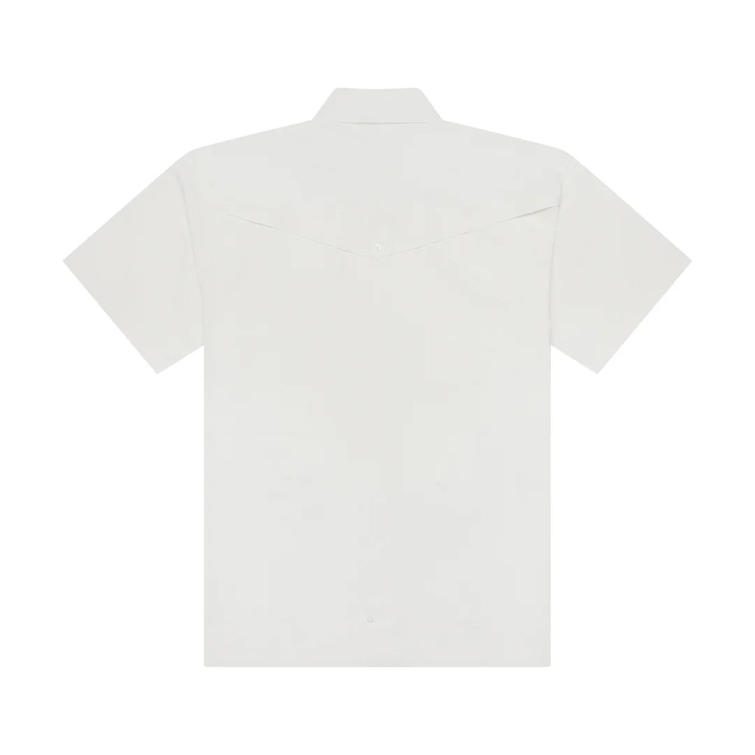 Guayabera Libre - Costa Blanca geometric white moisture wicking fishing shirt by TEXAS STANDARD