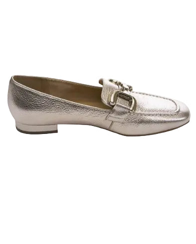 Simply silver metallic leather loafer with metal hardware, VANELI, Women's Shoes, SALE, Fredericksburg Texas