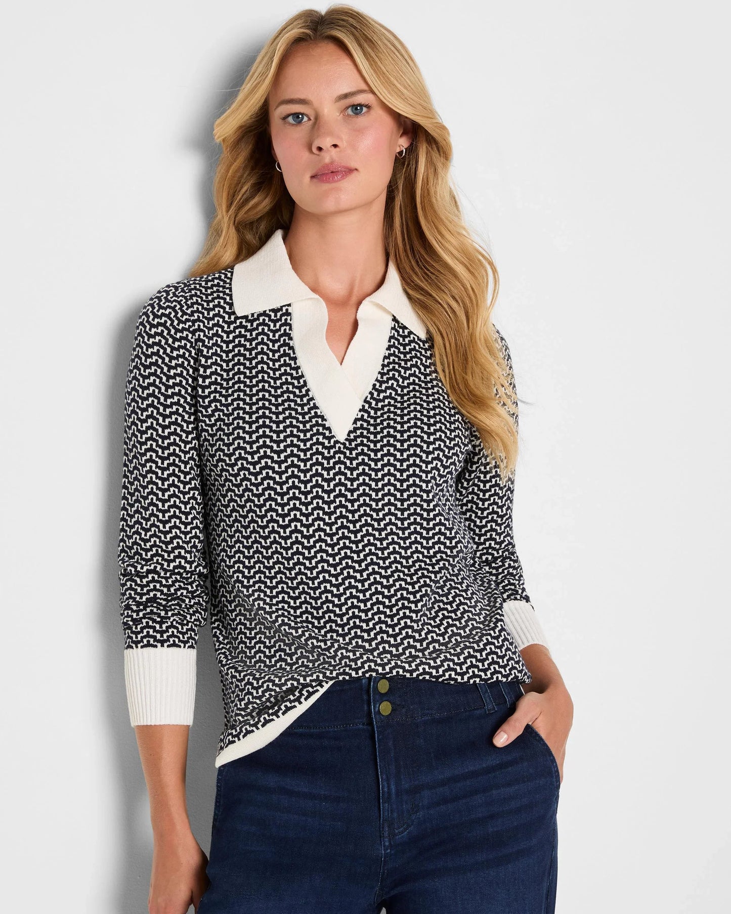 Two Tone Jacquard Sweater