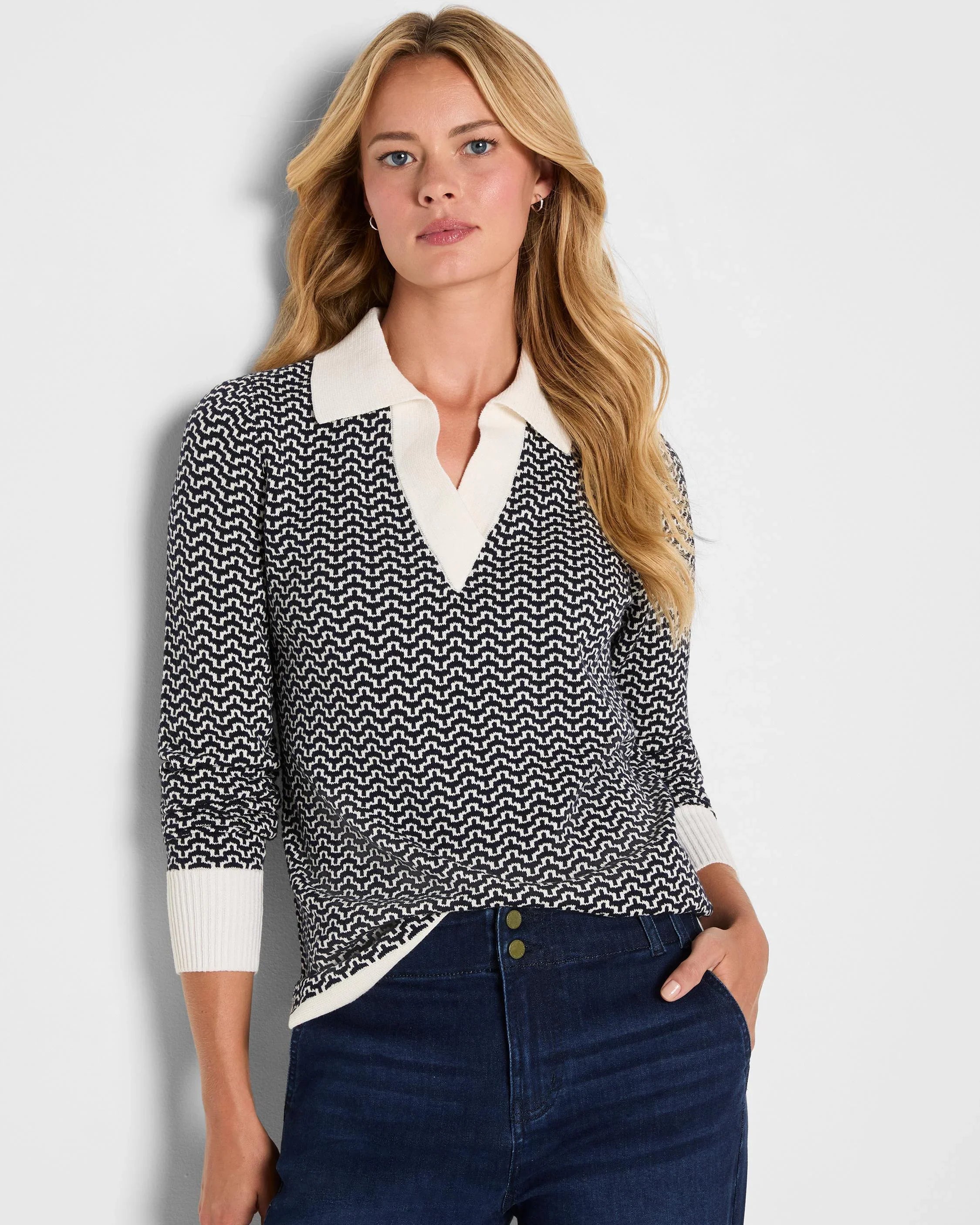 Two Tone Jacquard Sweater