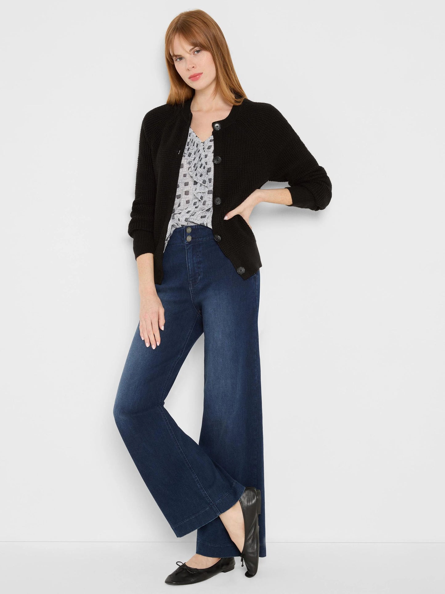 Dotty Squares Ruffle Top