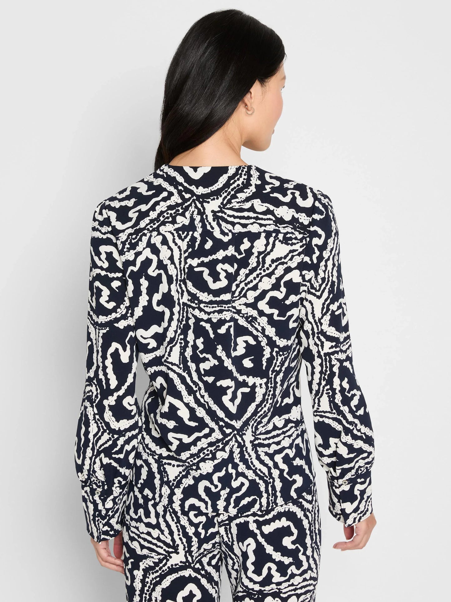 Indigo Leaf Double Crepe Top