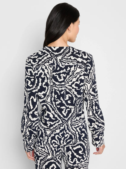 Indigo Leaf Double Crepe Top