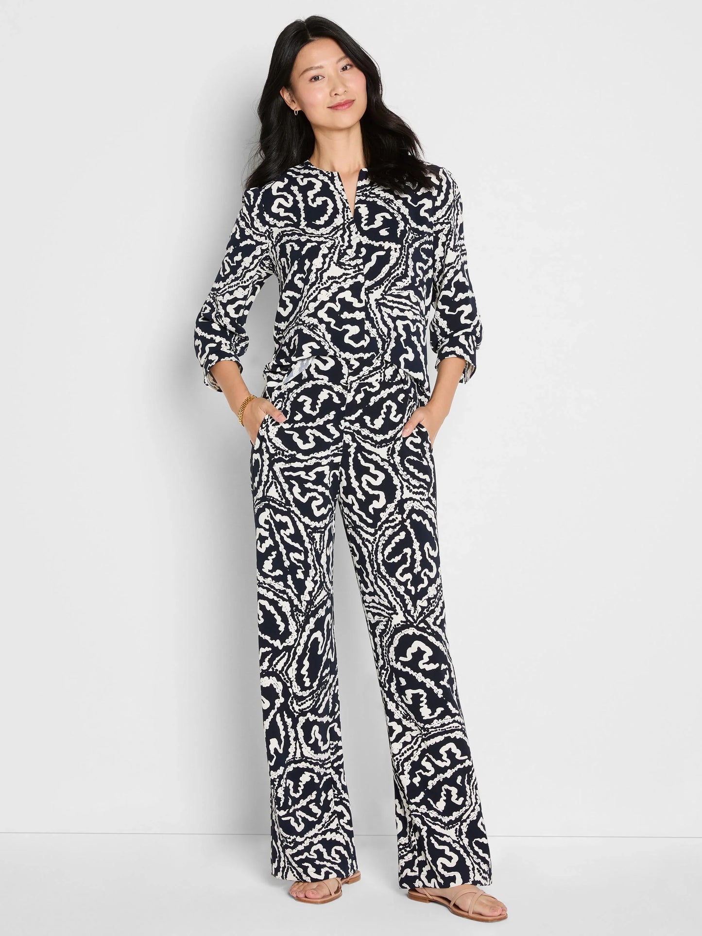 31" Indigo Leaf Eliot Wide Leg Pant