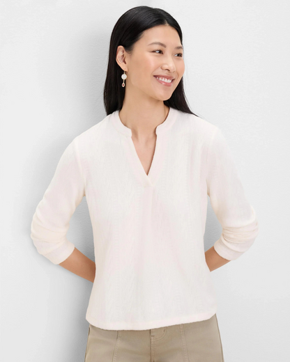 Cozy Cable Split Neck Top
