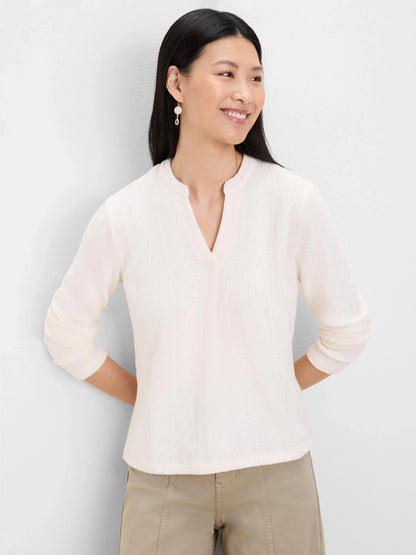 Cozy Cable Split Neck Top