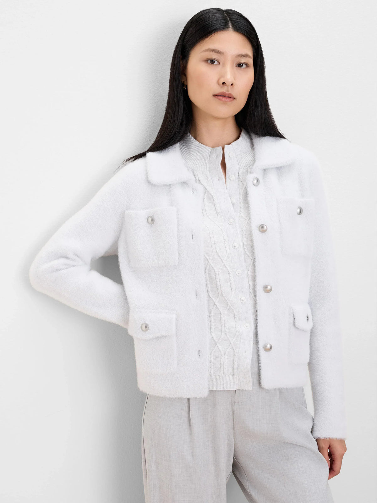Fuzzy Patch Pocket Jacket