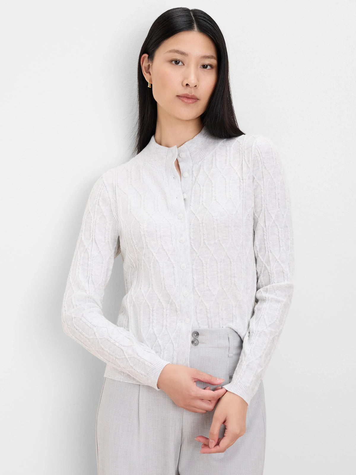 Cable Mockneck Cardigan