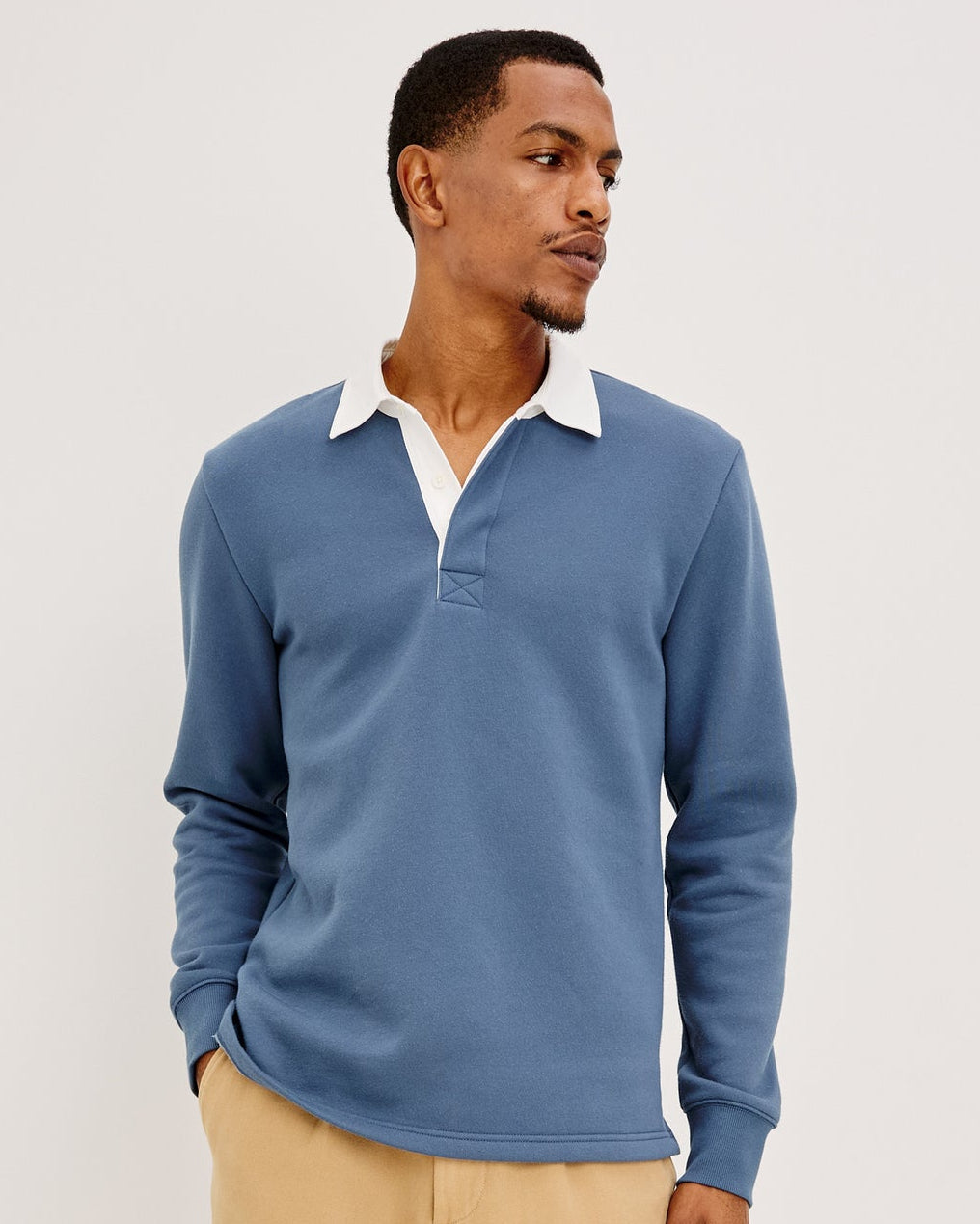Wright Polo Shirt - Vintage Steel in midweight fleece with contrast collar, RAILS, Men's Sweaters collection