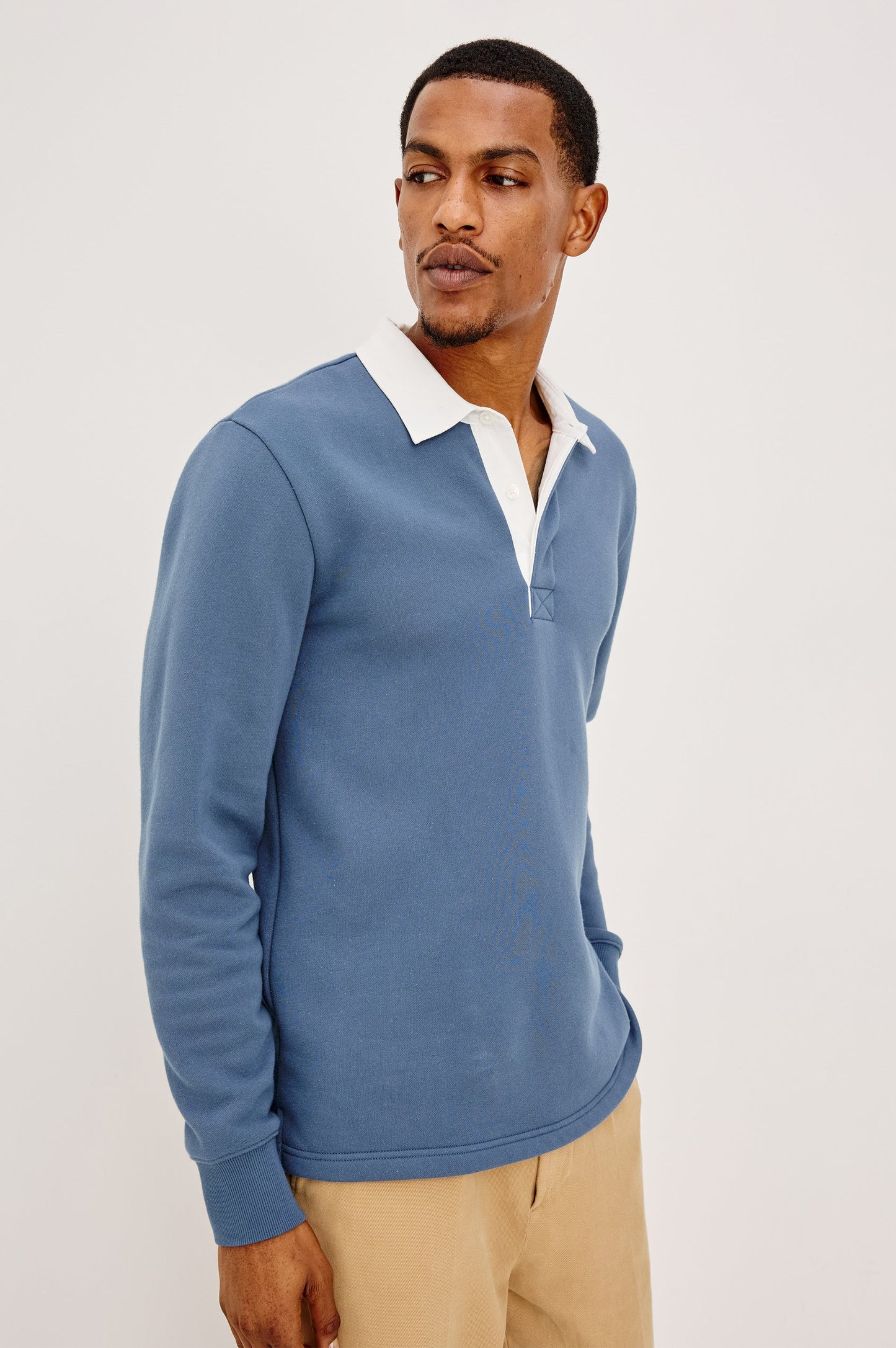 Wright Polo Shirt - Vintage Steel in midweight fleece with contrast collar, RAILS, Men's Sweaters collection