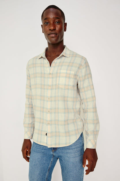 Wyatt - Conch Shore plaid cotton slub shirt by RAILS in relaxed fit, men's casual wear