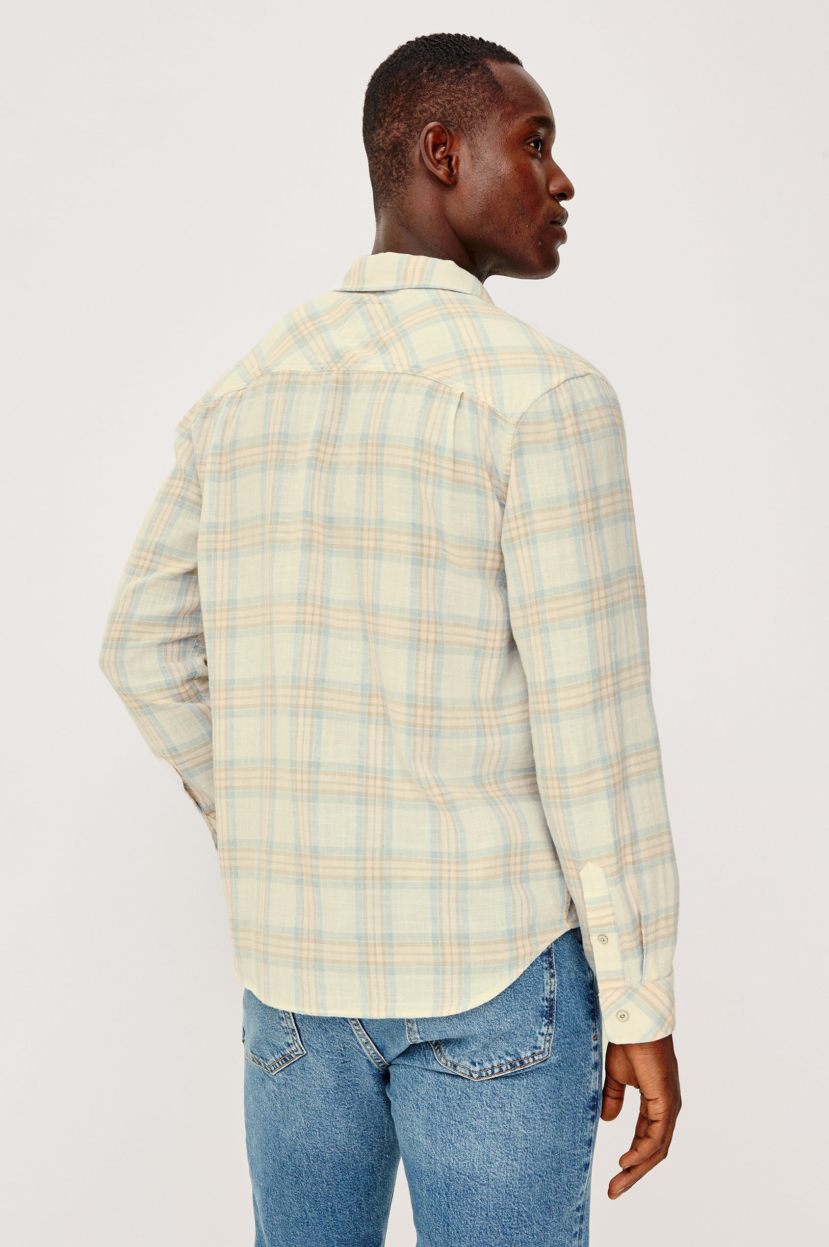 Wyatt - Conch Shore plaid cotton slub shirt by RAILS, men's casual wear, Fredericksburg TX