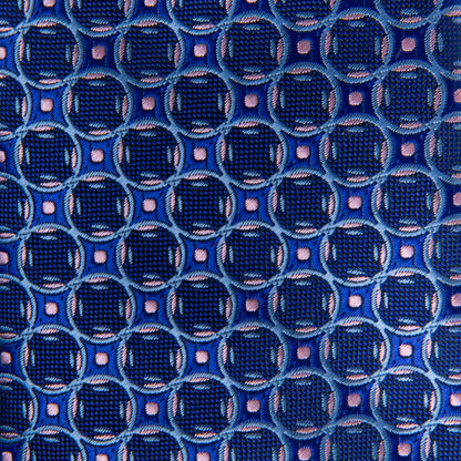 Men's Tie 5957 with blue microfiber poly geometric pattern by SELINI NEW YORK HCO Ties
