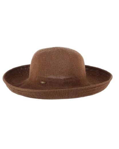 Anji Upturn Poly Knit brown sun hat by DORFMAN PACIFIC COMPANY, Women's Hats collection