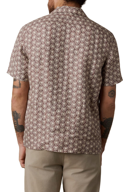 SS Palma Linen Camp Shirt - Shore Sun Woodblock