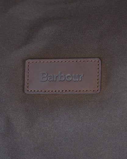 Brown waxed cotton with leather Barbour label detail, Wax Holdall, BARBOUR INC., Bags collection