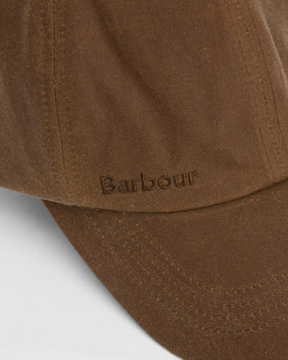 Wax Cap in brown waxed cotton with tonal Barbour embroidery, personally curated Fredericksburg TX
