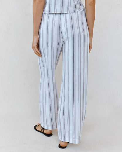 Beach Pant with Tasssel Drawstring - Rosewood Stripe relaxed striped pants by BELLA DAHL at HCO