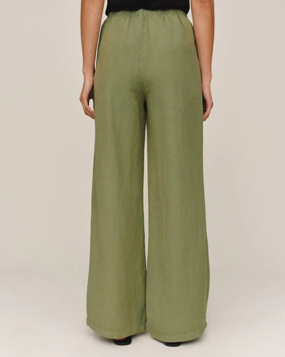 Beaded Drawstring Beach Pant - Olive Leaf
