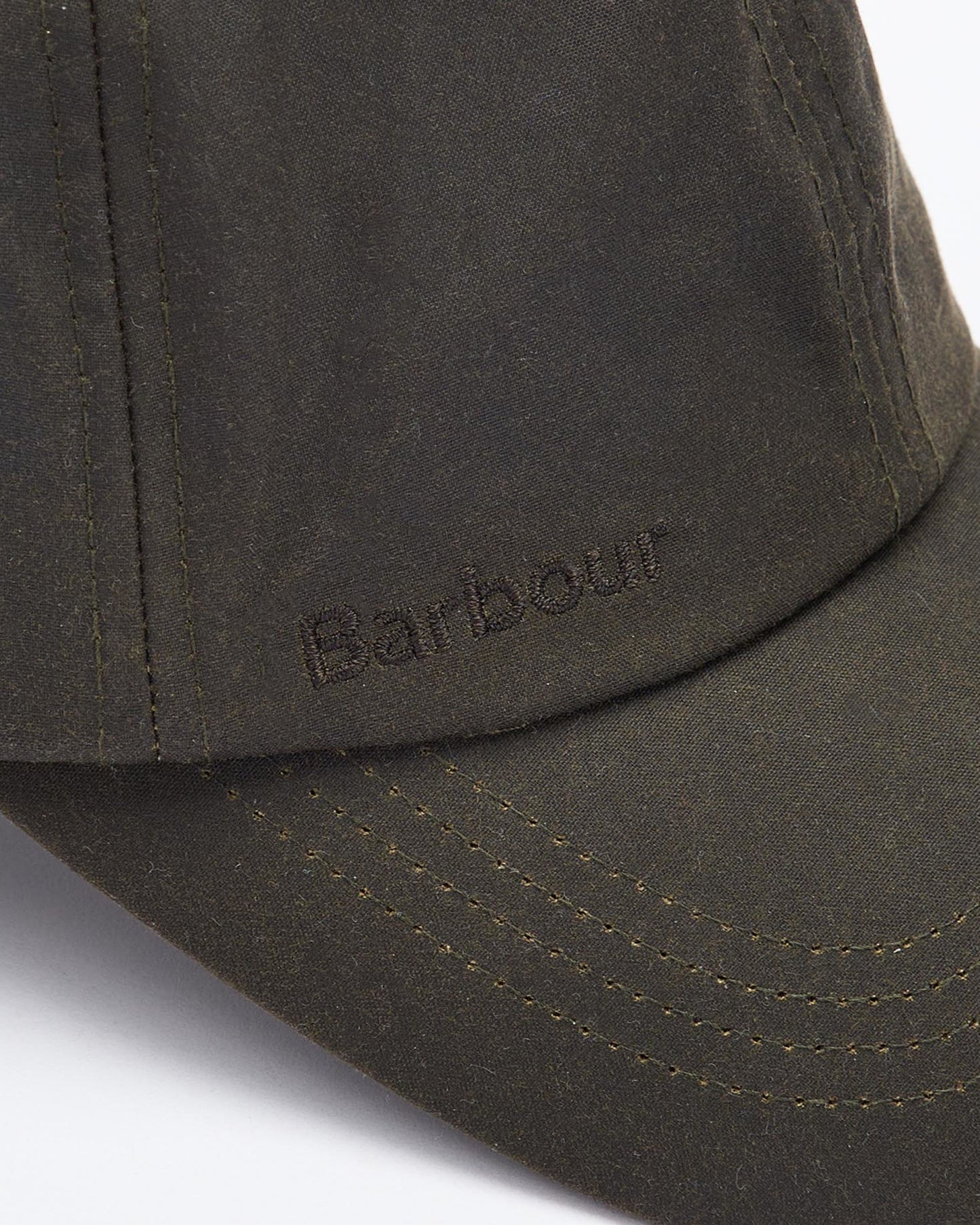 Wax Cap in olive waxed cotton with tonal Barbour embroidery, personally curated Fredericksburg TX