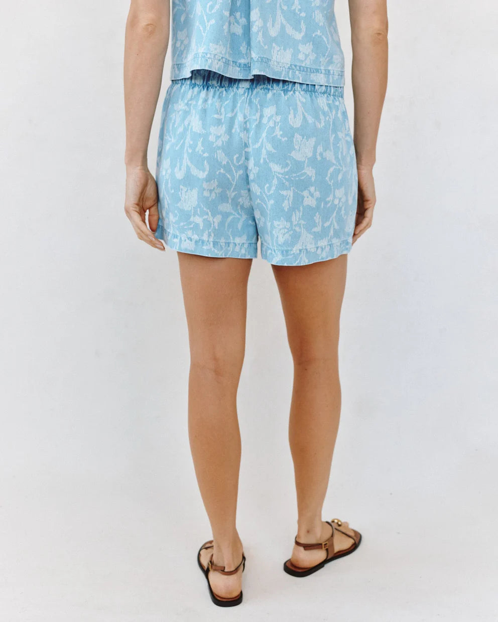 Clean Front Catalina Short - Vintage Fleur Denim slim floral shorts by BELLA DAHL at HCO boutique
