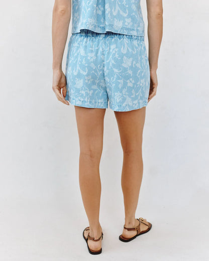 Clean Front Catalina Short - Vintage Fleur Denim slim floral shorts by BELLA DAHL at HCO boutique