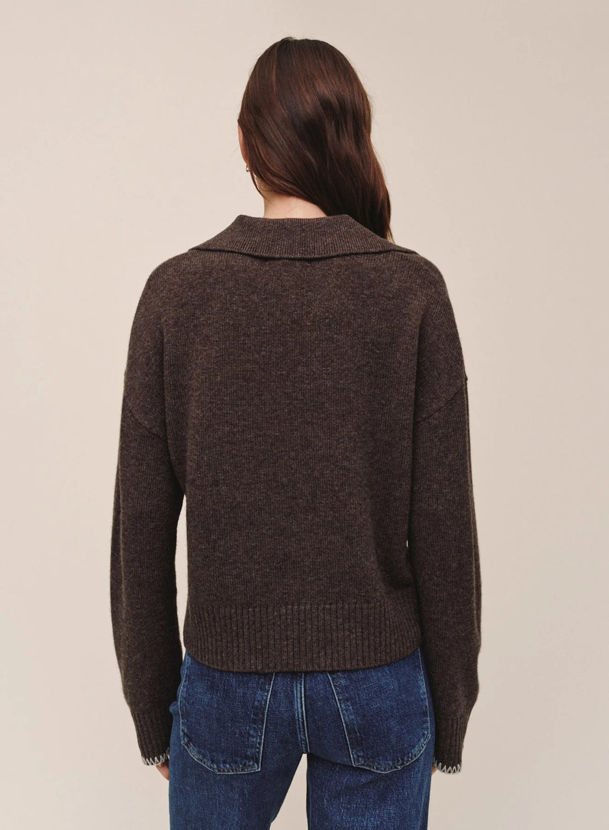 Contrast Trimmed Sweater - Dark Mink