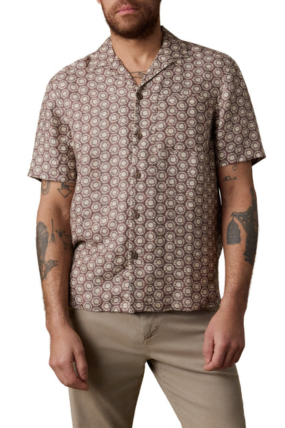 SS Palma Linen Camp Shirt - Shore Sun Woodblock
