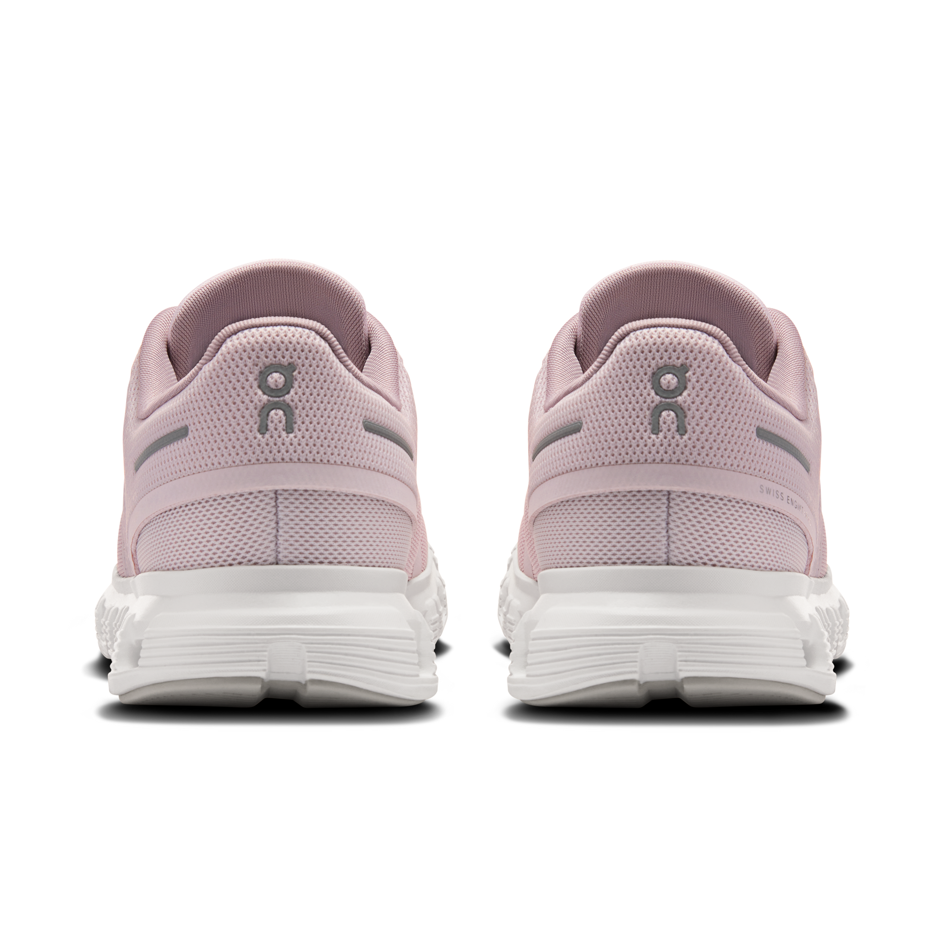 Cloud 6 W Orchid/Fade shoes, rear heel view with logo, cushioned midsole, white sole