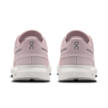 Cloud 6 W Orchid/Fade shoes, rear heel view with logo, cushioned midsole, white sole