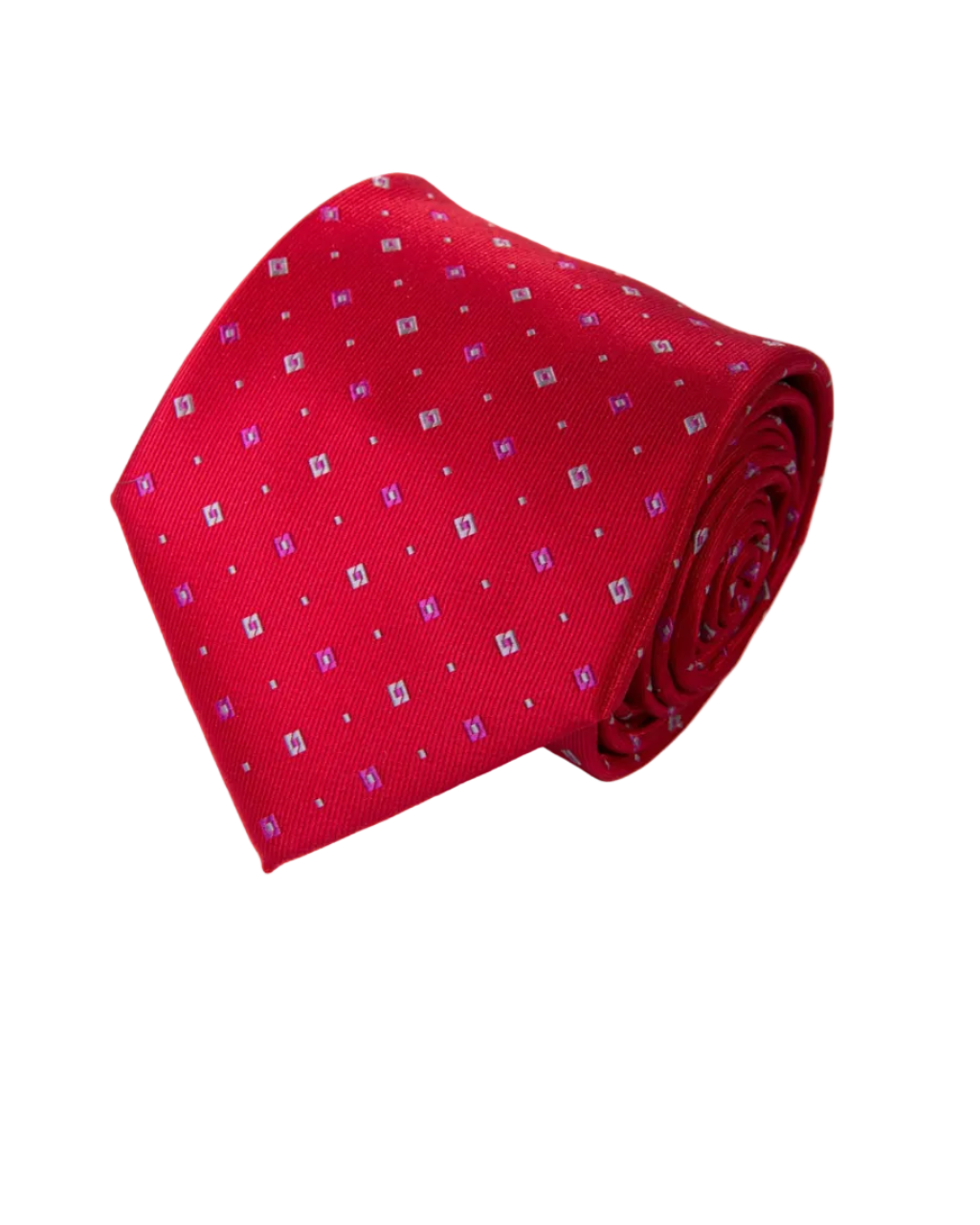 Men's Tie 5983 in microfiber with red geometric pattern by SELINI NEW YORK HCO Ties