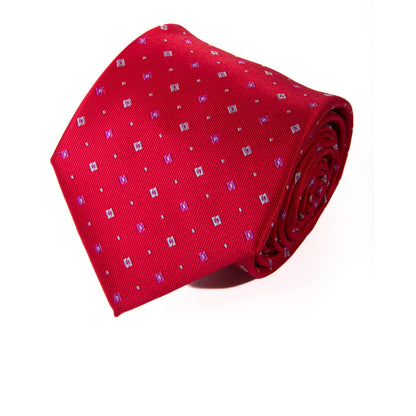 Men's Tie 5983 in microfiber with red geometric pattern by SELINI NEW YORK HCO Ties