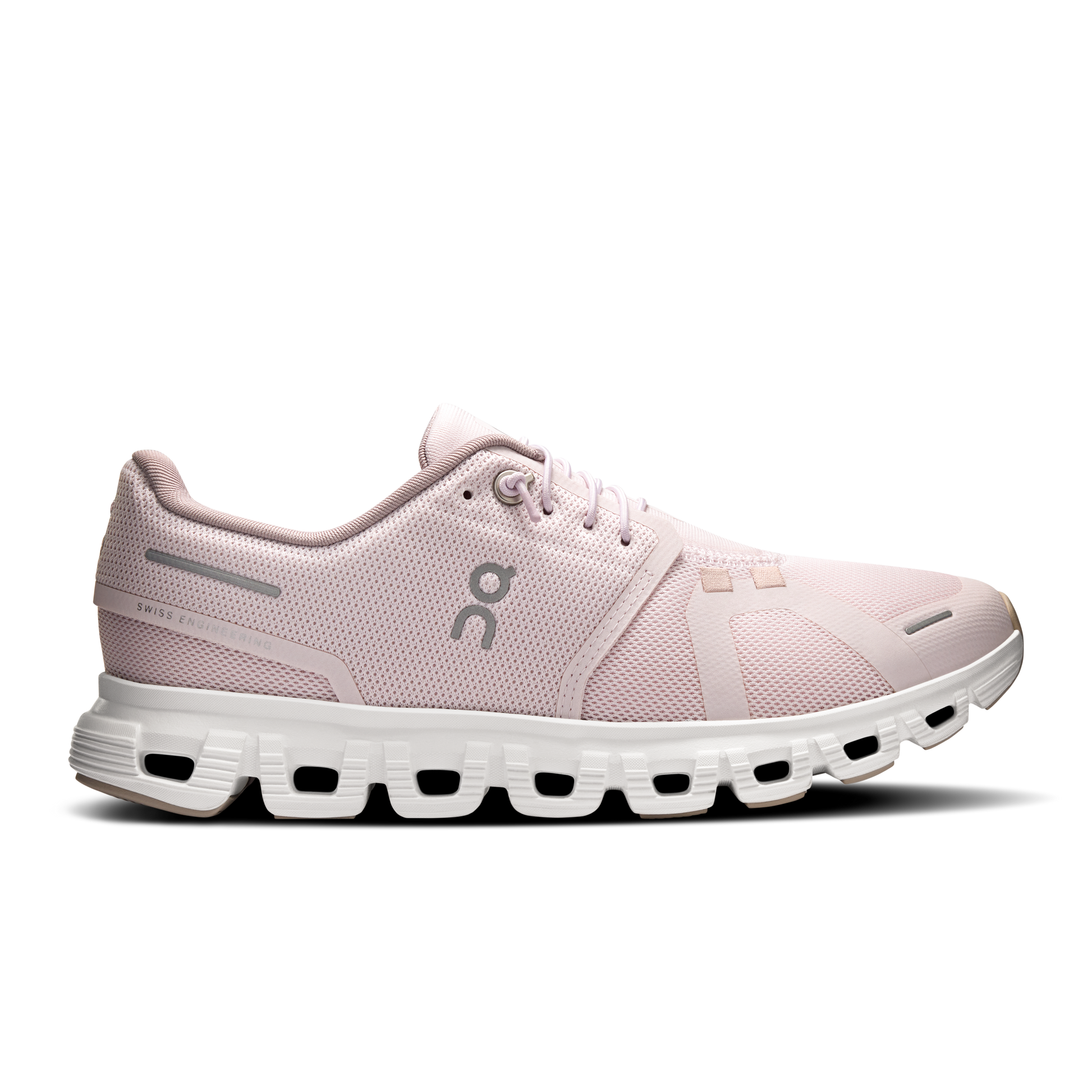 Cloud 6 W Orchid/Fade running shoe, pink mesh knit upper, padded collar, white CloudTec sole