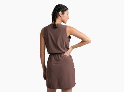 Vantage Dress - Coffee in brown stretch fabric with moisture-wicking and quick-dry by KUHL