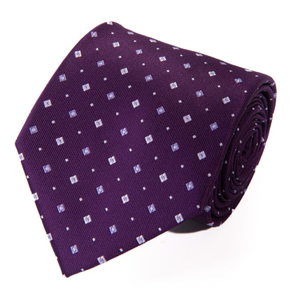 Men's Tie 5983 in purple microfiber with geometric pattern by SELINI NEW YORK HCO Ties