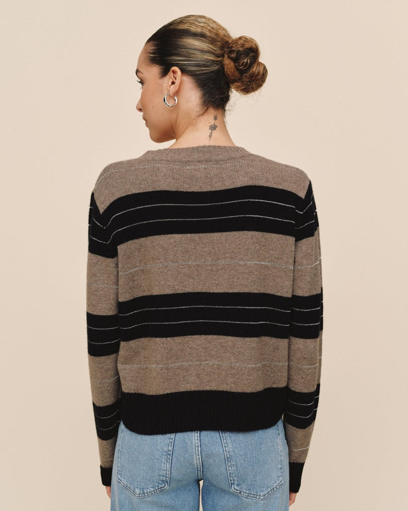 Fited Crew Sweater- Frappe Stripe