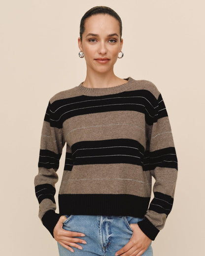 Fited Crew Sweater- Frappe Stripe