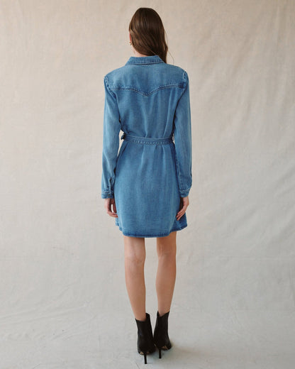 Flap Pocket Belted Shirt Dress