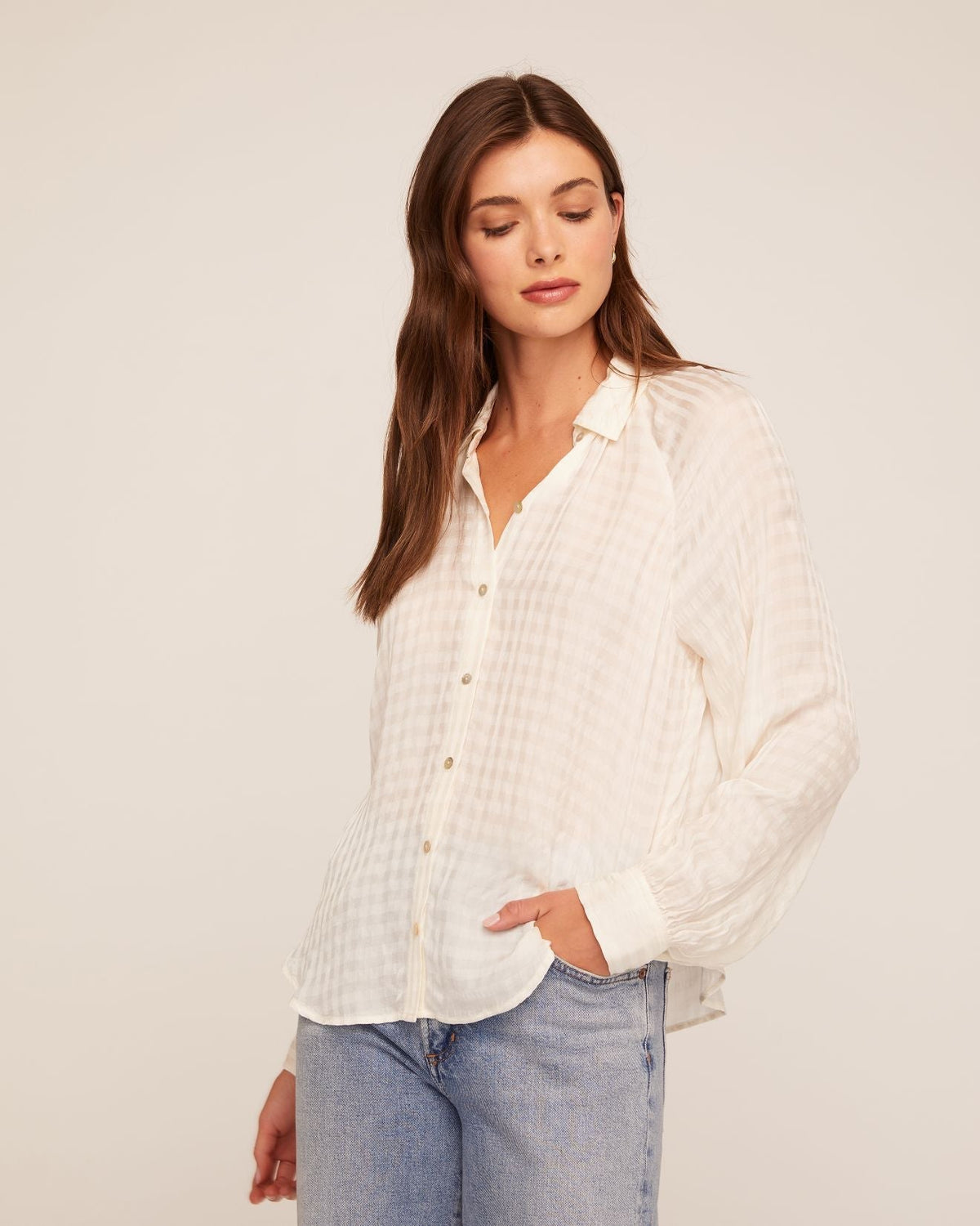 Flowy Raglan Sleeve Shirt - Ivory