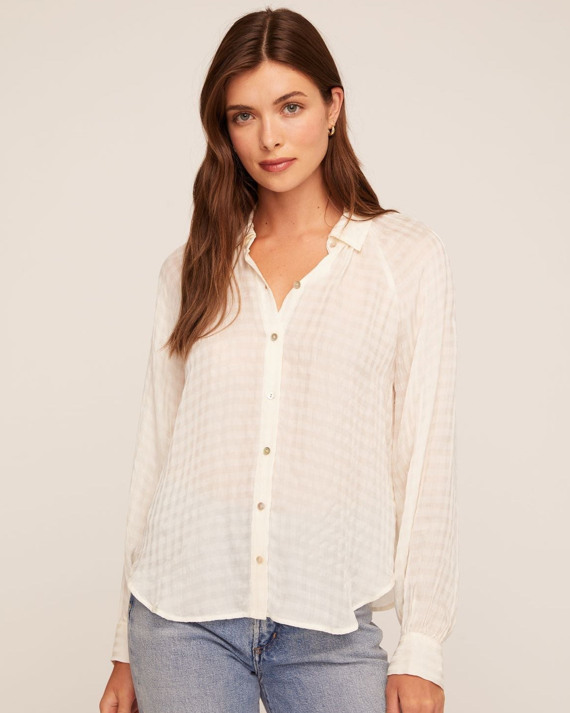 Flowy Raglan Sleeve Shirt - Ivory