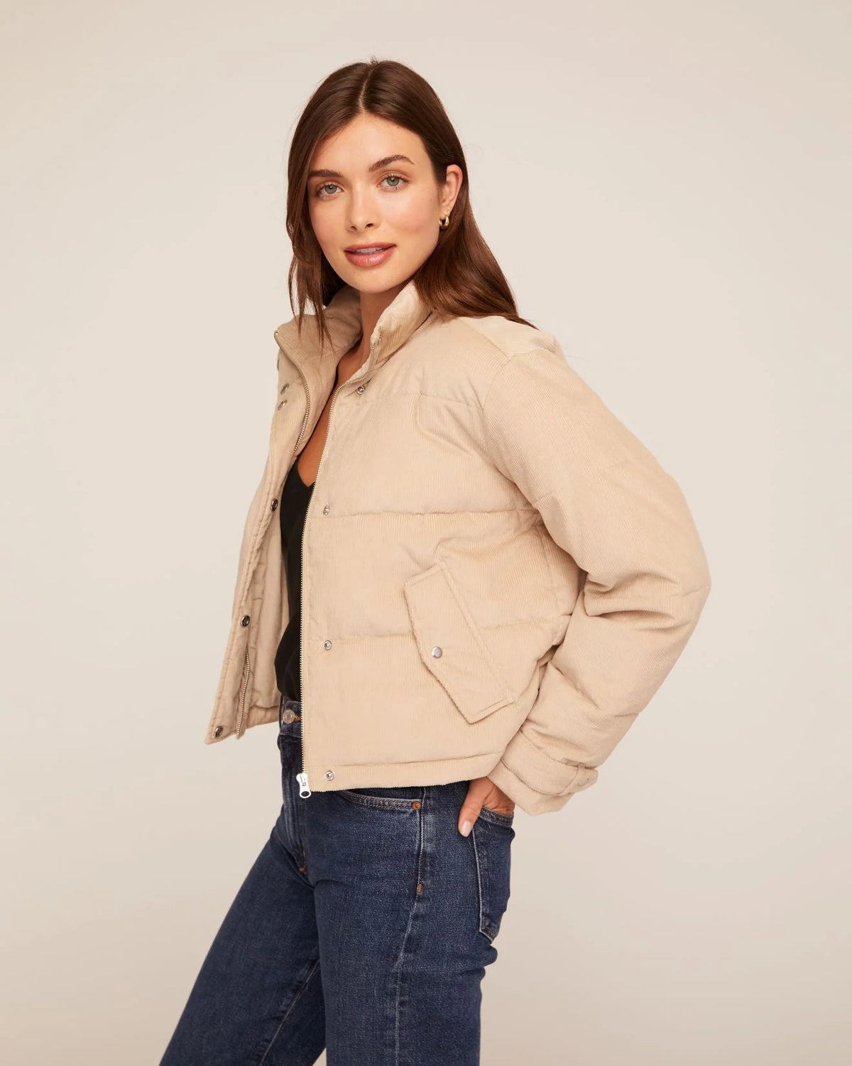 Funnel Neck Puffer Jacket - Oat