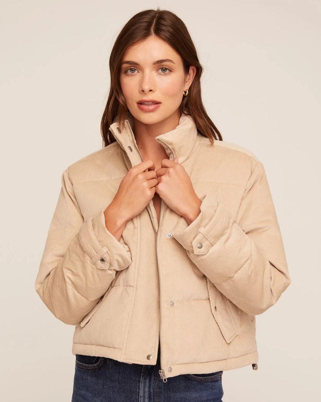Funnel Neck Puffer Jacket - Oat