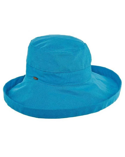 Cotton Big Brim sun hat in vibrant blue by DORFMAN PACIFIC COMPANY, Women's Hats collection